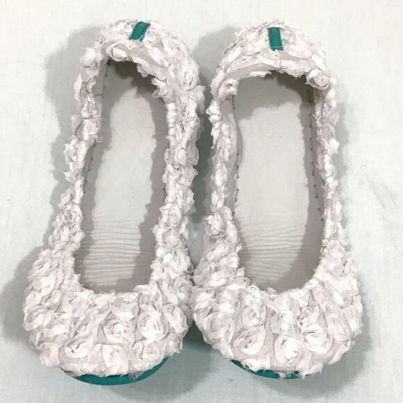 Tieks White Floral Rose Garden Floral Ballet Flat Limited Edition Wedding Size 9 - Picture 2 of 8
